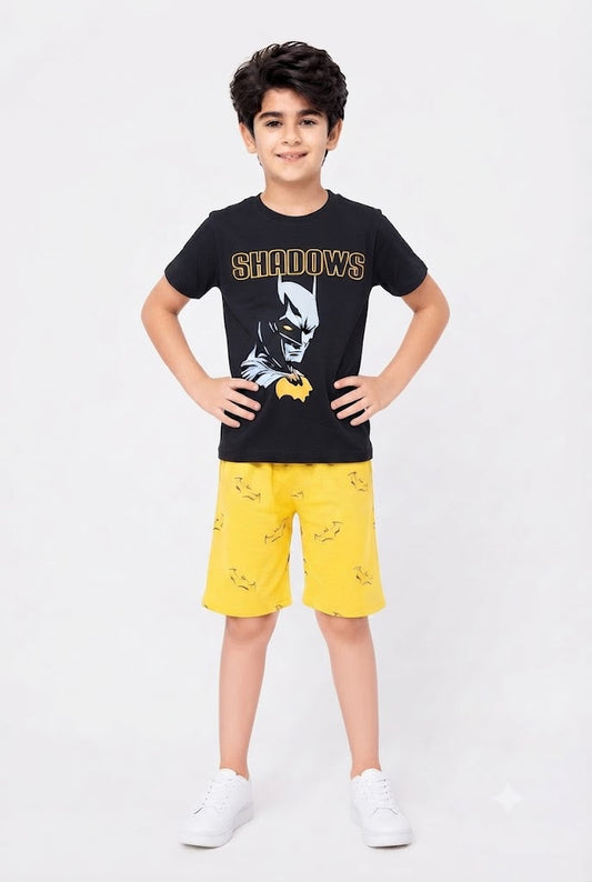 [SHADOWS] Printed Black Boys Nicker Suit 609