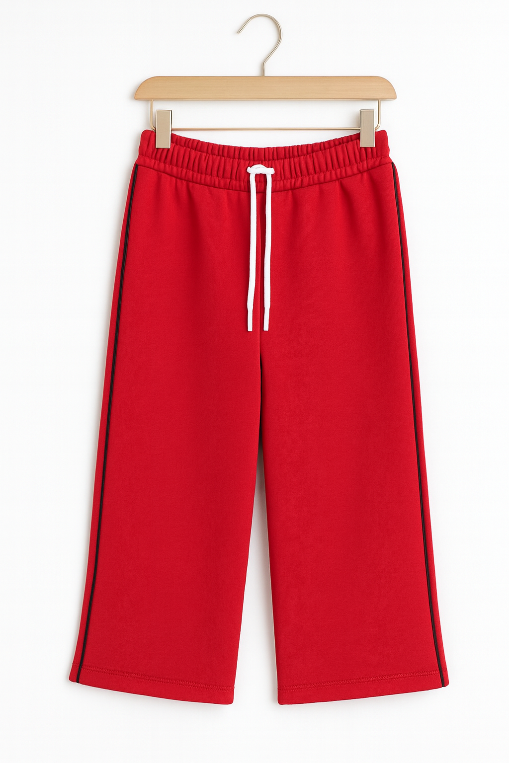 Kids Wide-leg Side Piping Trousers - Red