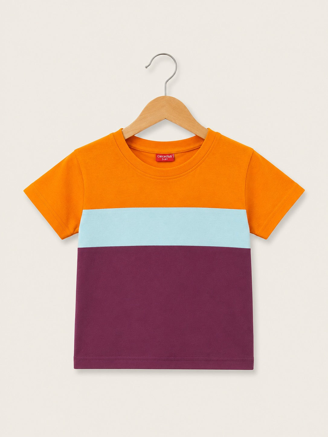 Orange  & Purple  Checked  Boys T-Shirt