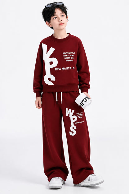[VPC ] Bold Printed Deep Burgundy Tracksuit Boys 301 + 302