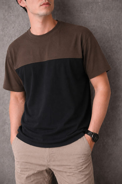 Classic Contrast Brown & Black  Cotton Jersey Men T-Shirt 816