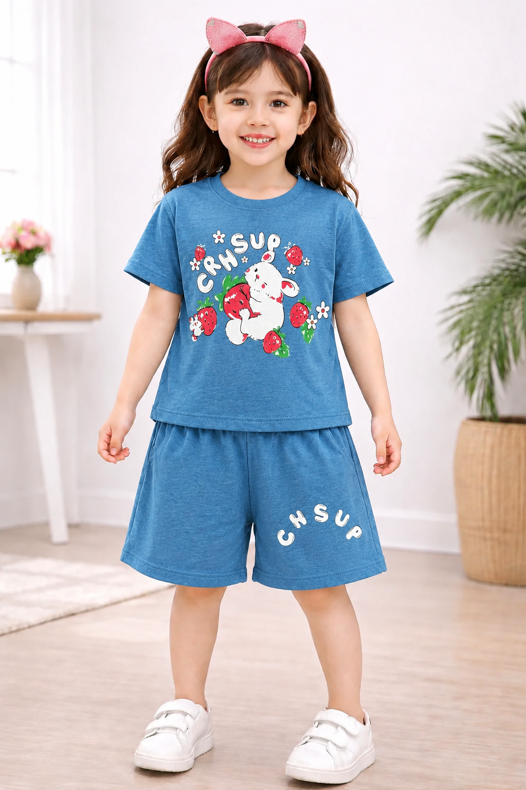 CRHSUP Printed   Dark  Blue Girls Nicker Suit