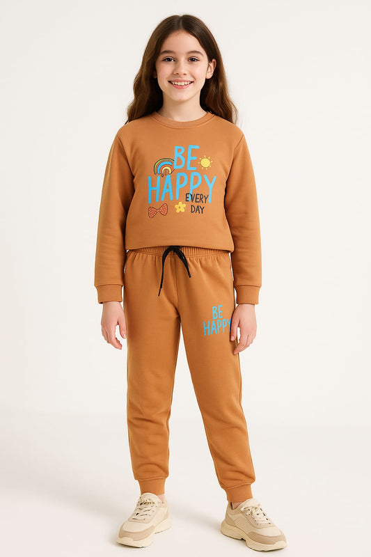 Be Happy Orange Tracksuit Girl