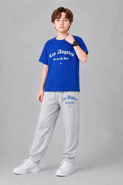 Los Angeles Printed Royal Blue  Boys T-Shirt & Trouser