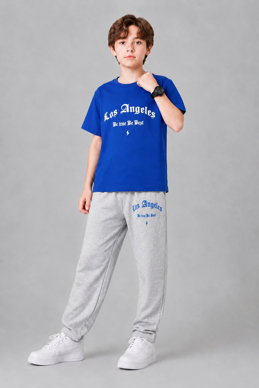 Los Angeles Printed Royal Blue  Boys T-Shirt & Trouser