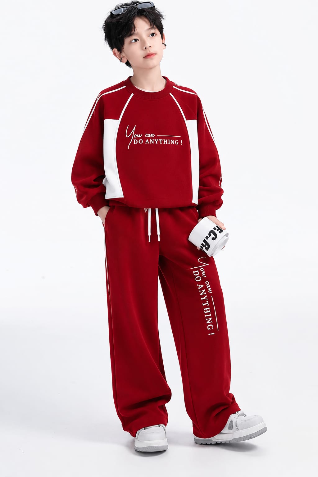 [You Can Do Anything ]Printed Maroon  Tracksuit Boys 123