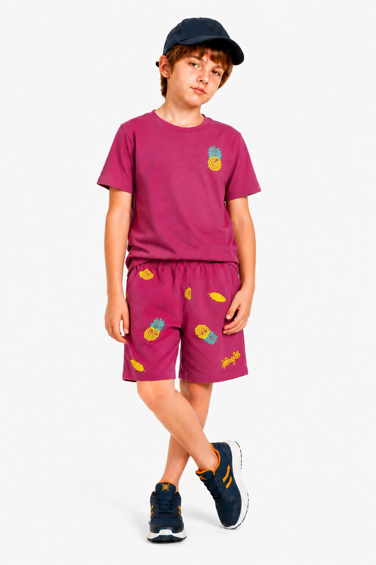 Pineapple Printed plum purple  Boys Nicker Suit 516