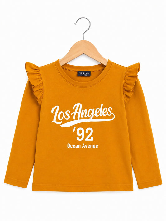 [Los Angeles ] Printed Mustard Orange Girls Full Selves Shirt