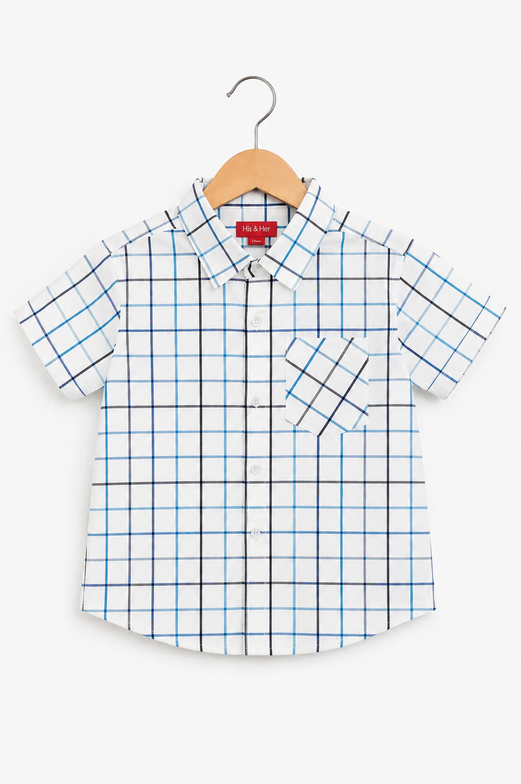 Blue & Black Checked  Cotton Half Sleeve Dress Shirt 601