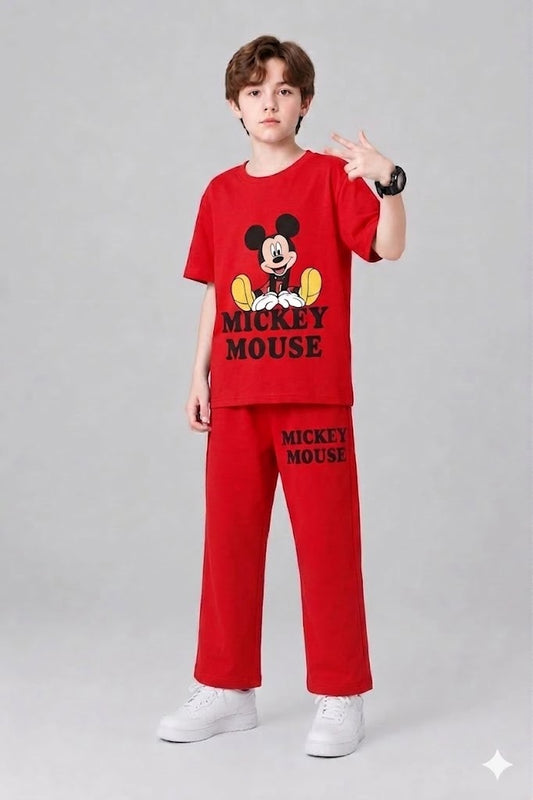 Mickey Mouse Printed Red  T-Shirt &Trousers Boys 286