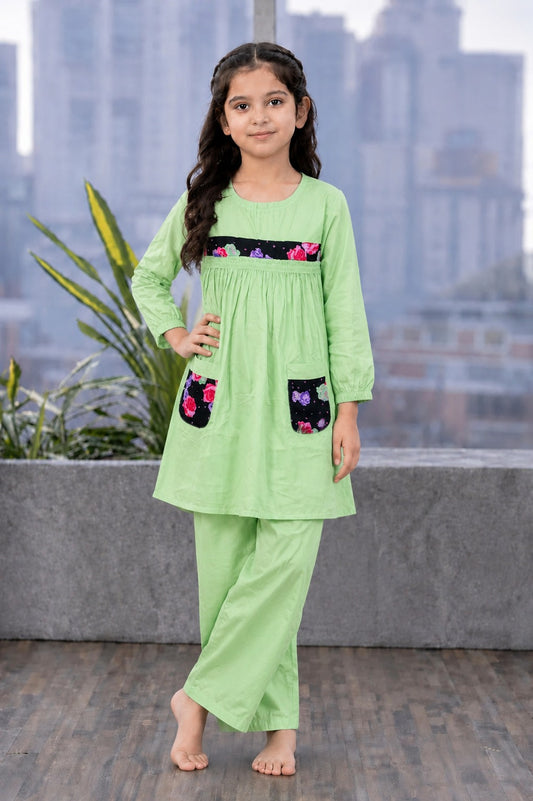 Girls Green Traditional Suit 722