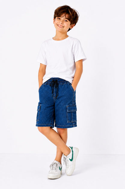 6 Pocket Cargo Denim Boys Shorts -Dark  Blue Color 261