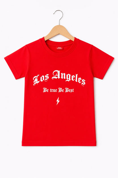 [Los Angeles] Printed Red Boys T-Shirt