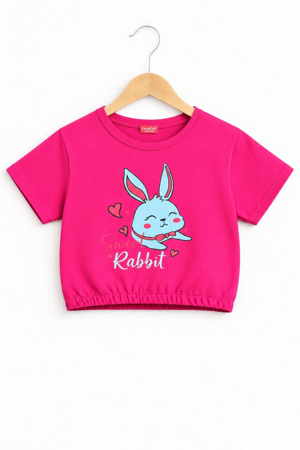 Rabbit Printed Black Girls T Shirt