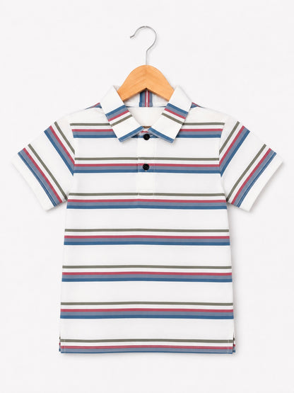 Grey   & Pink Checked  Boys Polo Shirt