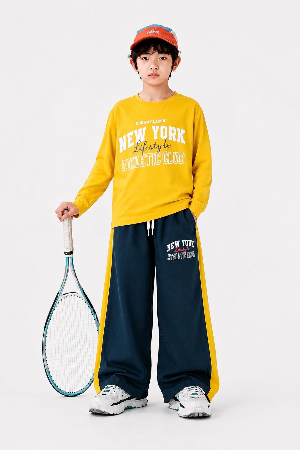 [New York l ] Printed Yellow  Full Selves Baggy Track Suit