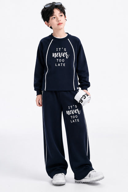 [You Can Do Anything ]Printed Black Tracksuit Boys 257