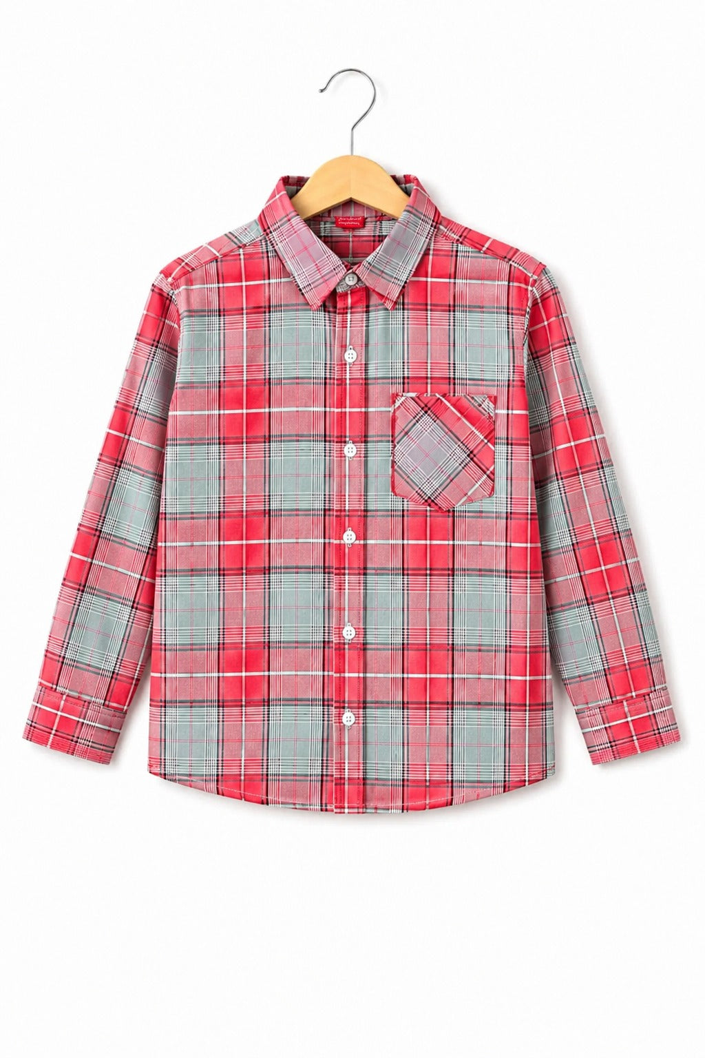 Red  Checked Long Sleeves Casual Shirt