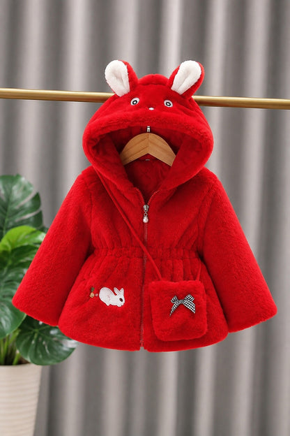 Bunny Bliss Plush Coat Red 914