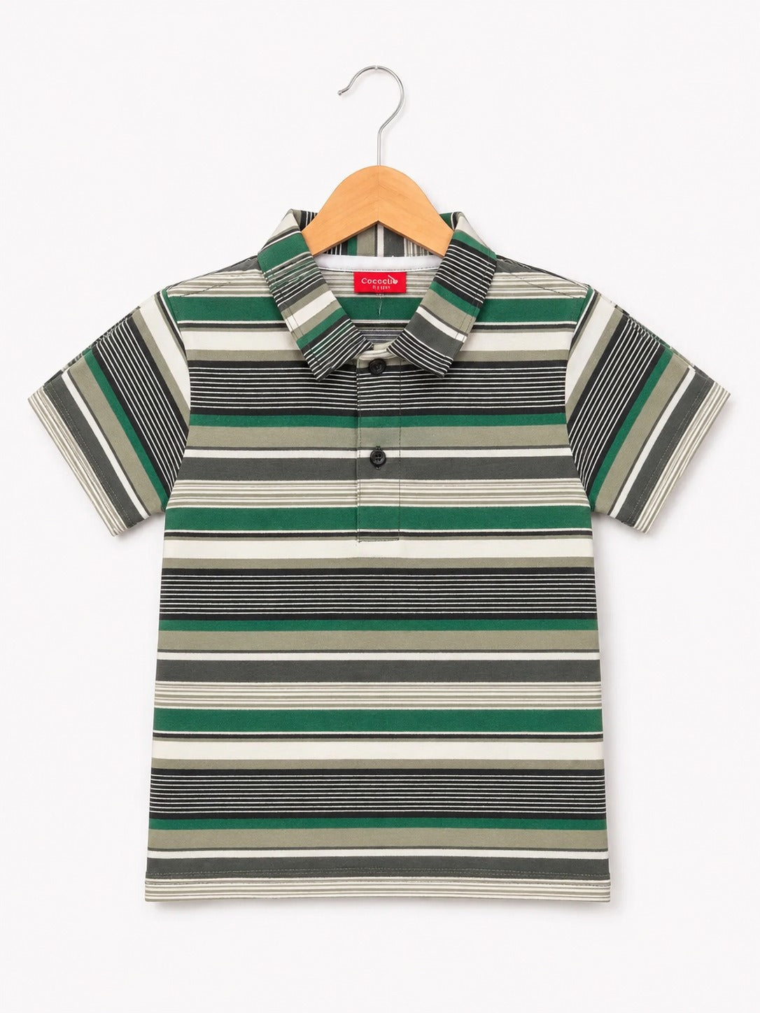 Grey & Green Checked  Boys Polo Shirt