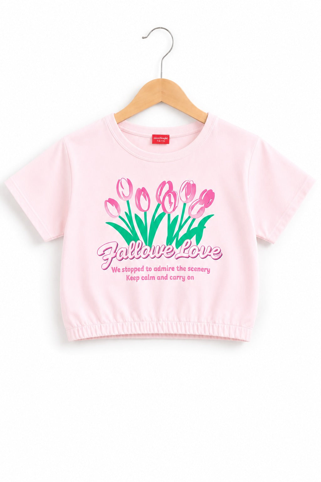 Flowers Printed Light Pink Girls T Shirt
