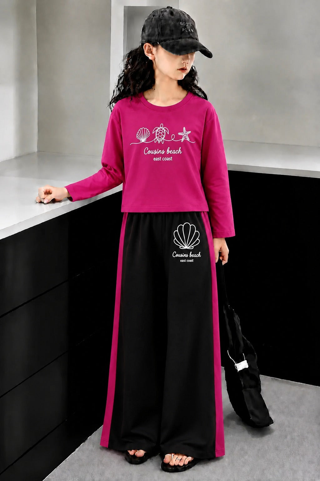 [Cousins beach] Printed Pink Full Selves Baggy Track Suit Girls