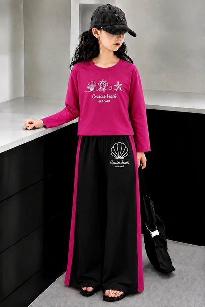 [Cousins beach] Printed Pink Full Selves Baggy Track Suit Girls