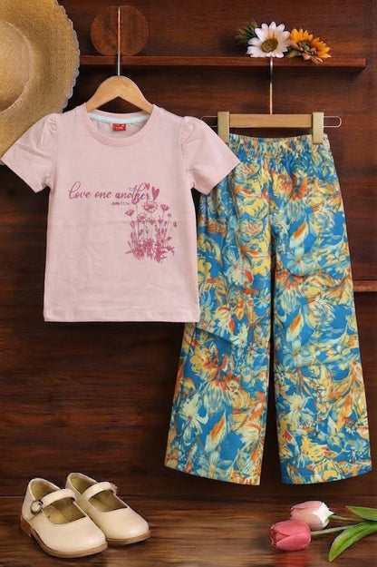 [Love One Another ] Light Pink Girls T-Shirt &Cotton Flapper