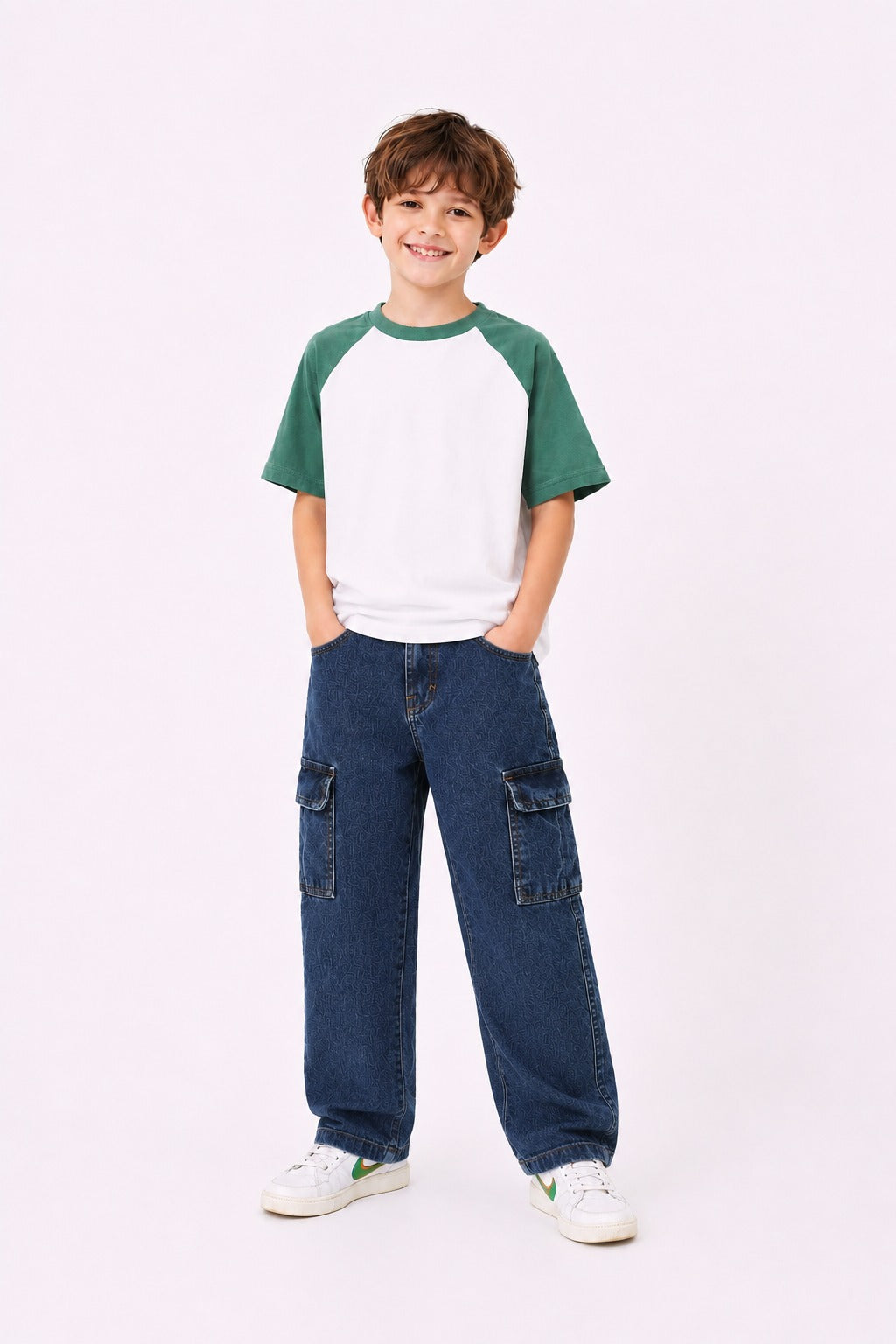 Boys Baggy Cargo Jeans - Dark Blue 247