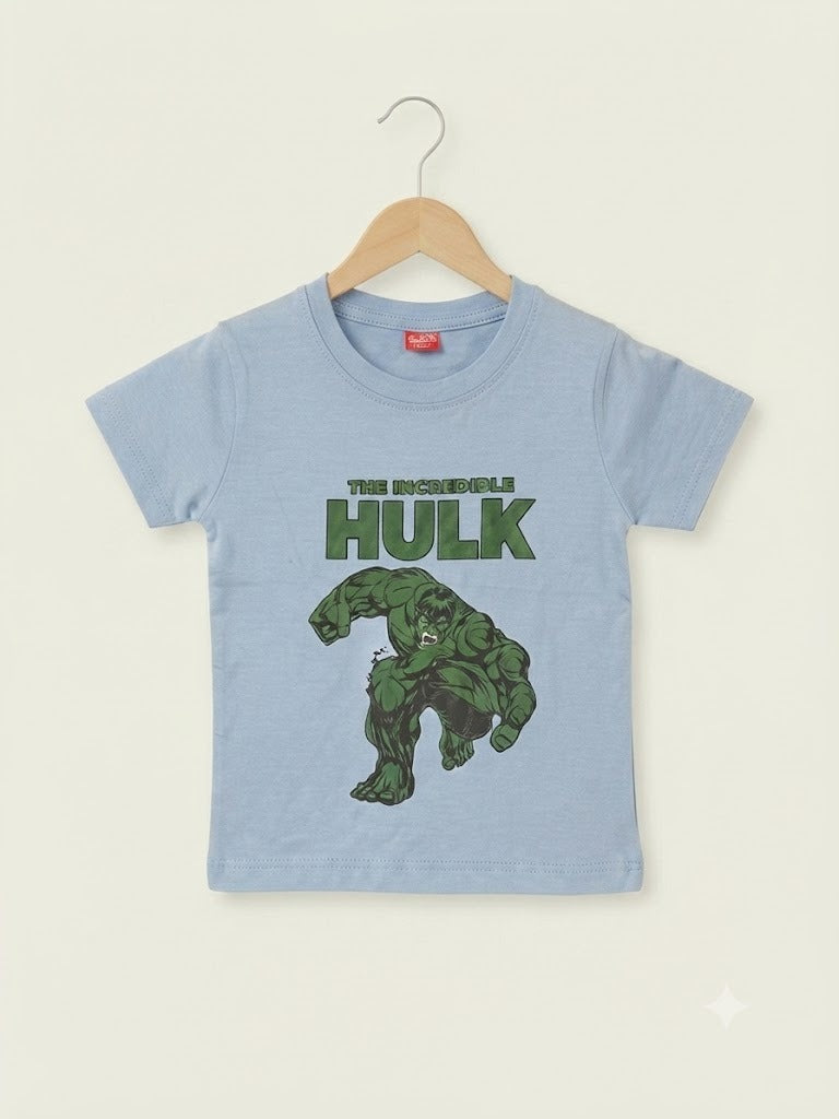 Hulk Printed Light Blue Boys T-Shirt