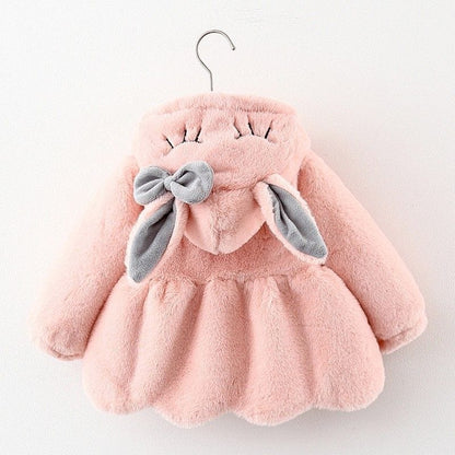 Bunny Bow  Plush Coat - Baby Pink 910