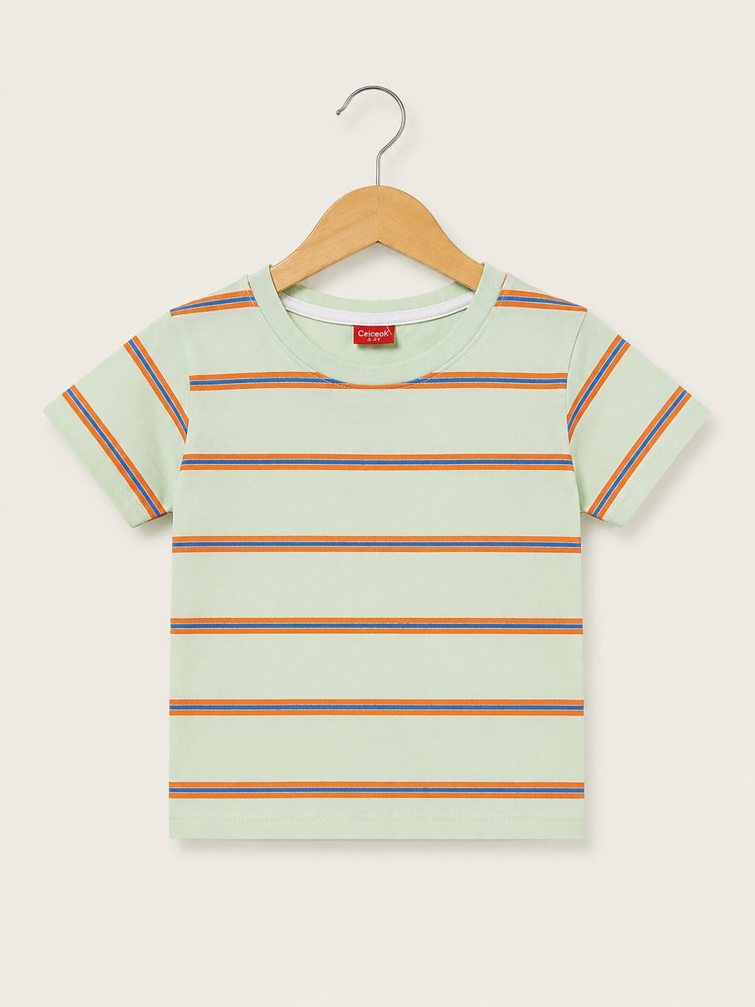 Orange  & Blue Checked  Boys T-Shirt