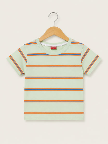 Orange  & Blue Checked  Boys T-Shirt
