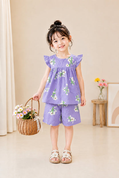 White Flowers Blush Petals Girls Co-Ord Set 286