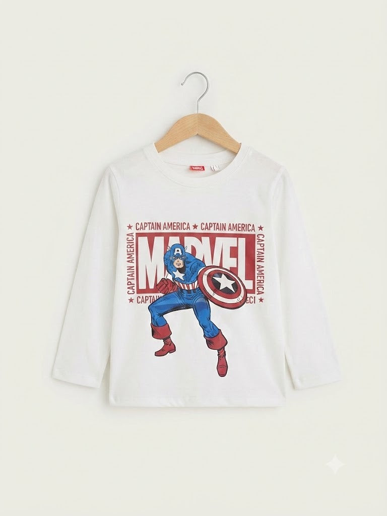 Marvel Printed White Boys Shirt