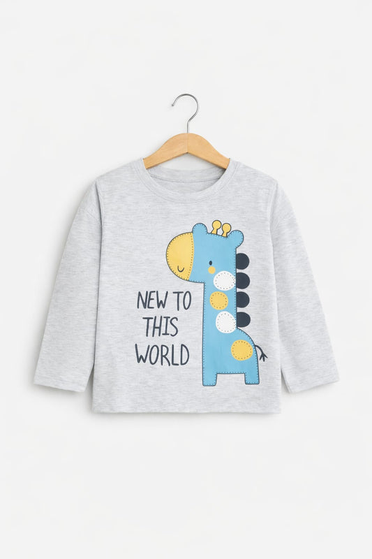 Baby Giraffe Printed Grey Shirt 284