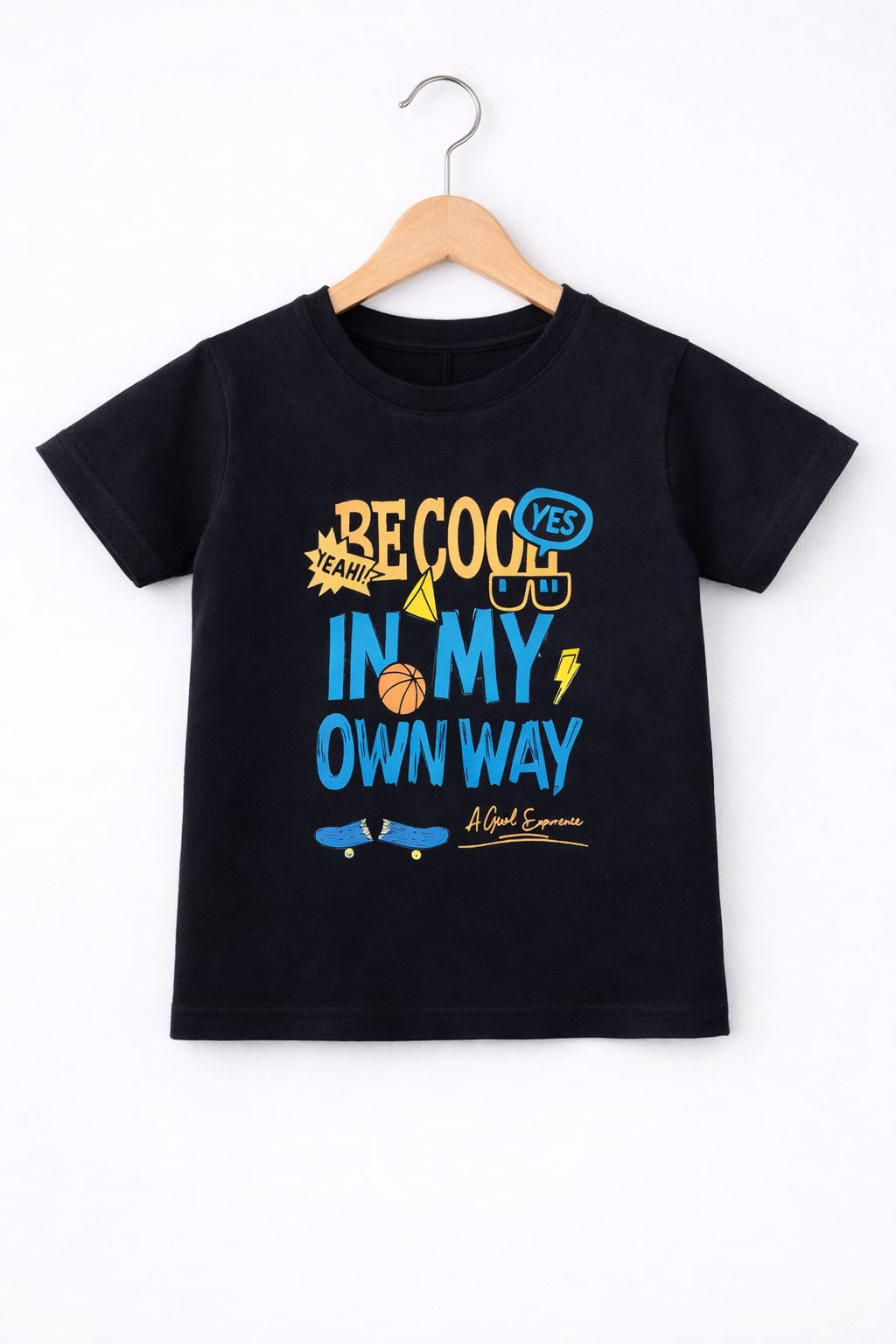 Black [ Be Cool In My Own way] Printed   Boys T-Shirt 250