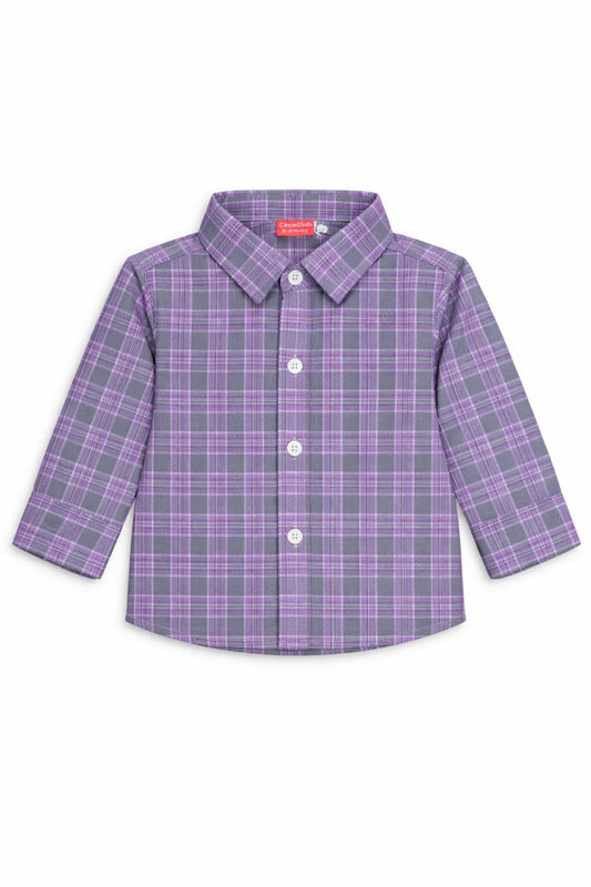 Black Checked Purple Long Sleeve Dress Shirt 300