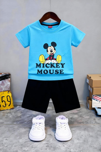 Black Mickey Mouse Printed  Blue Nicker Suit Boys 258