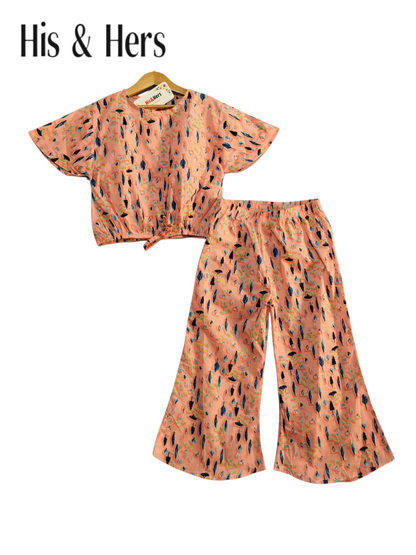Blue Feather Pink Cotton Girls Co-Ord Set 231