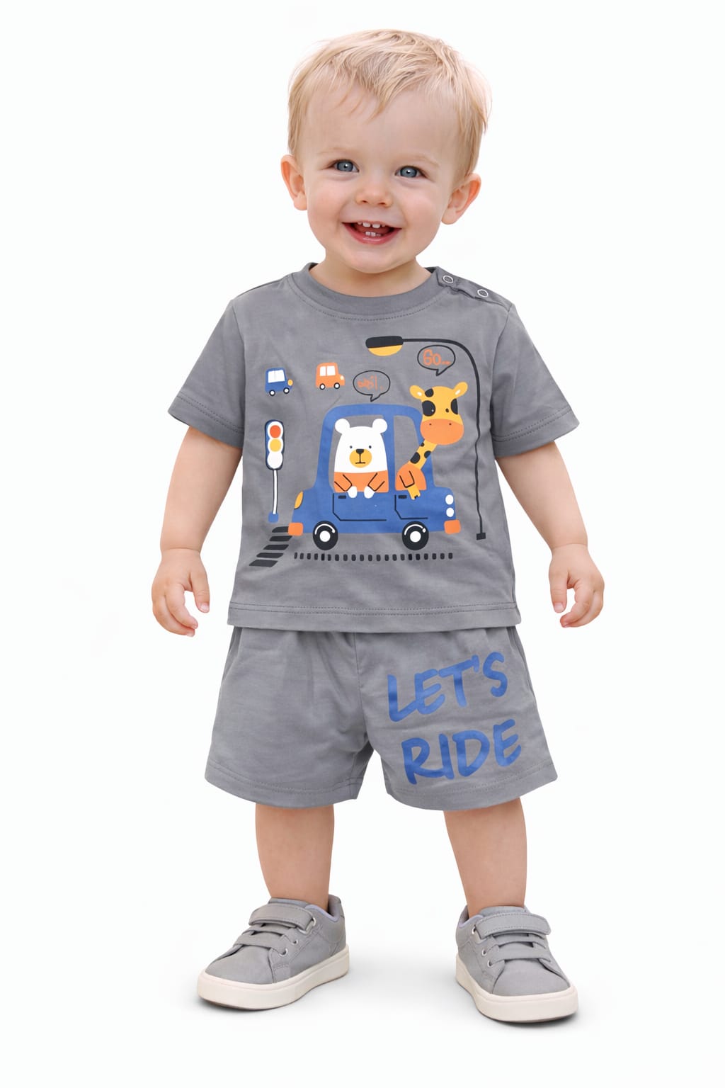 Blue Traffic Explorer [Wait Go] Printed Light Dark Grey Nicker Suit 414