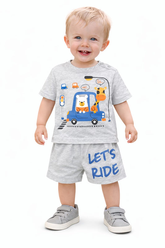 Blue Traffic Explorer [Wait Go] Printed Light Grey Nicker Suit 414