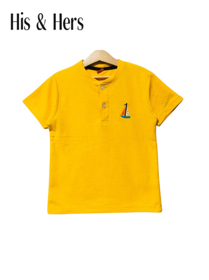 Boat Logo Kid's Yellow Henly Polo Shirts Boys. 121