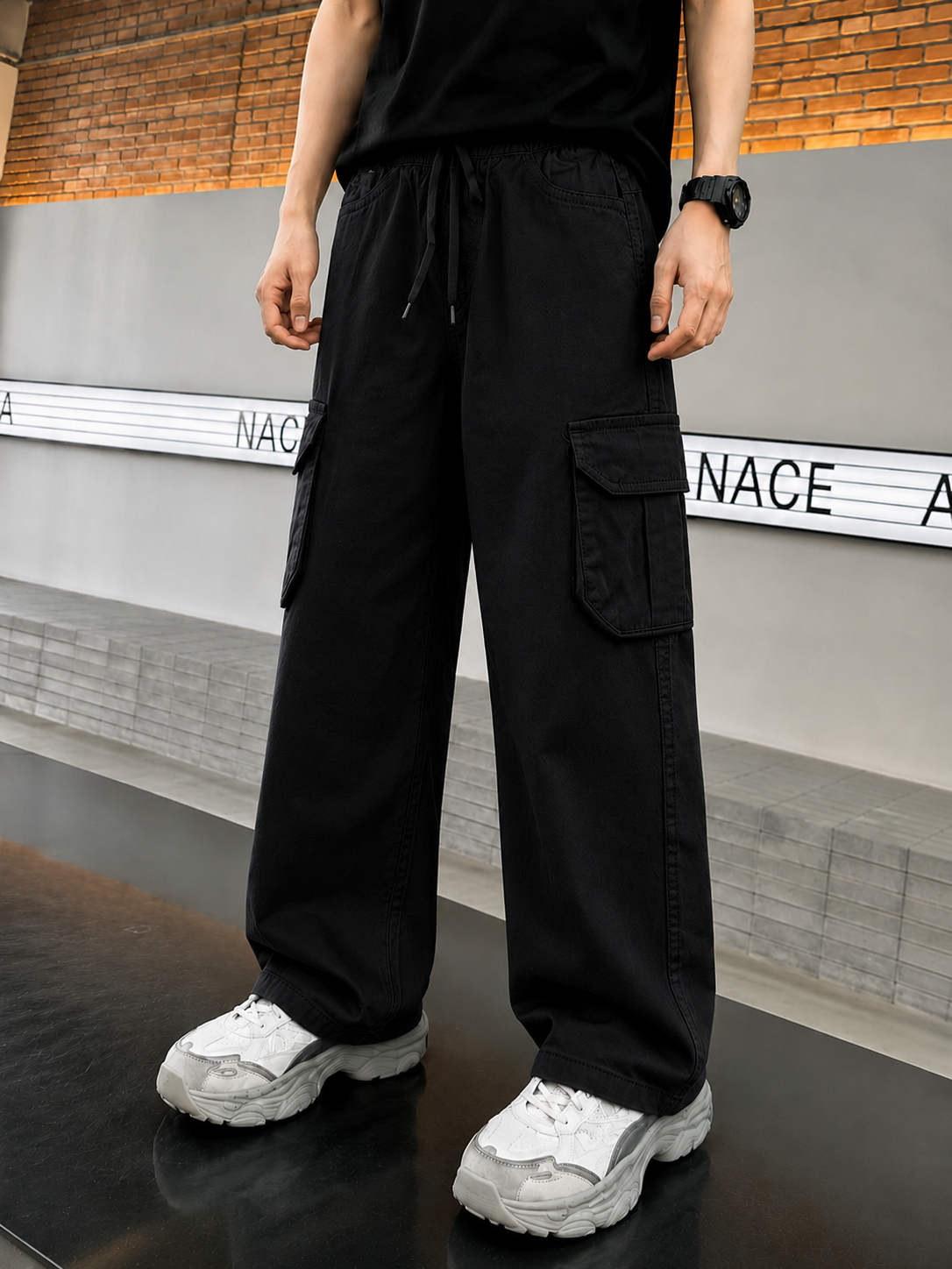 Boys  Black Baggy Cotton Pants 117