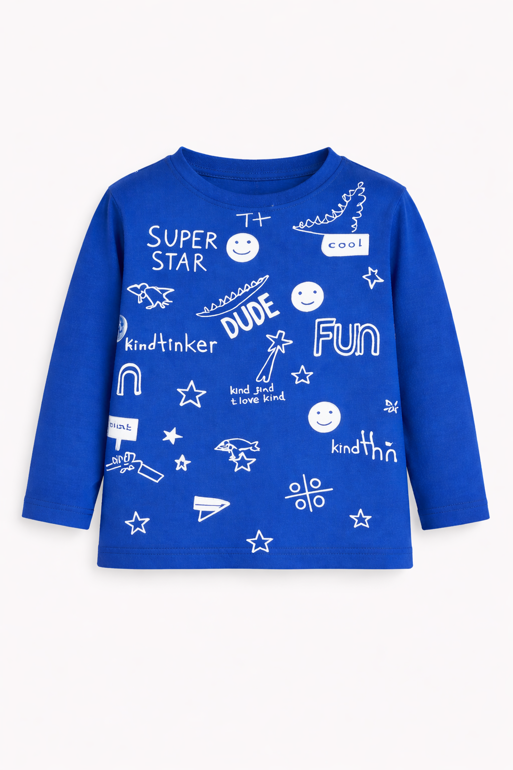Boys Blue Graphic Long Sleeve Tee – "Super Star Dude" Print 225