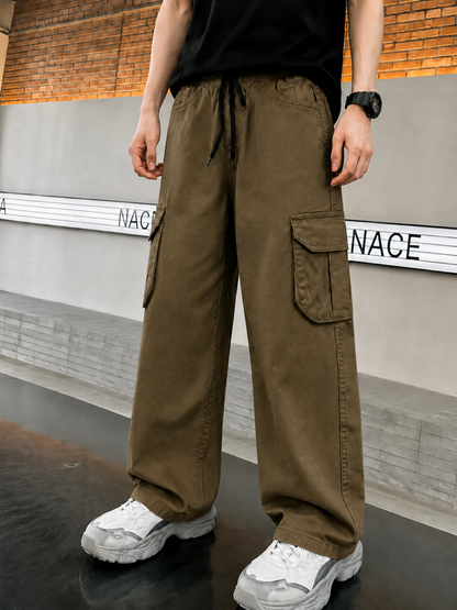 Boys  Dark Khaki  Baggy Cotton Pants 223