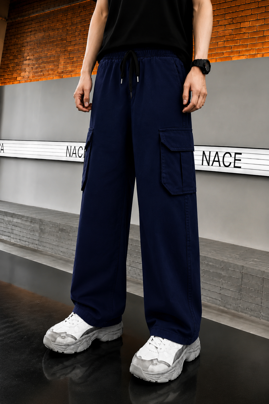 Boys  Navy Baggy Cotton Pants 223