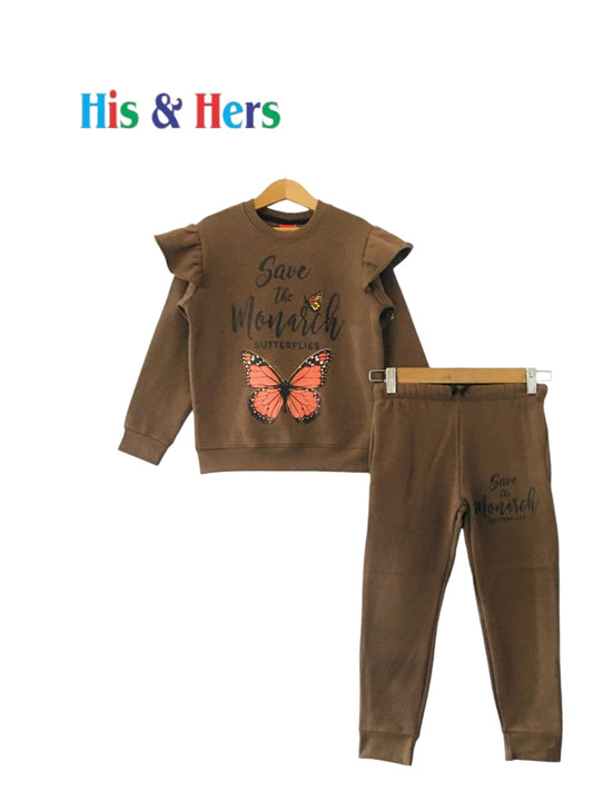"Butterflies" Brown Track Suit Girls L4