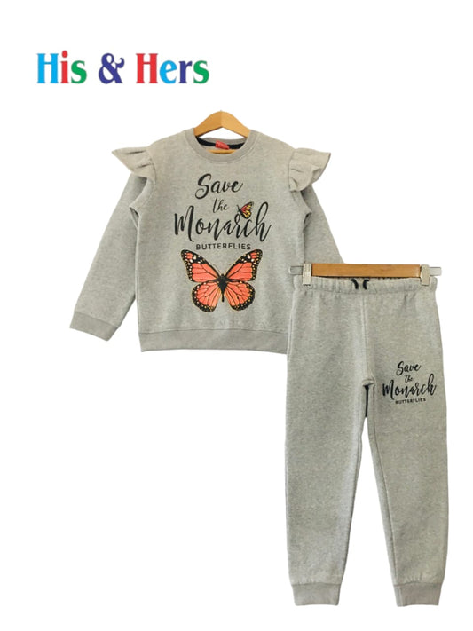 "Butterflies" Gray Track Suit Girls L2