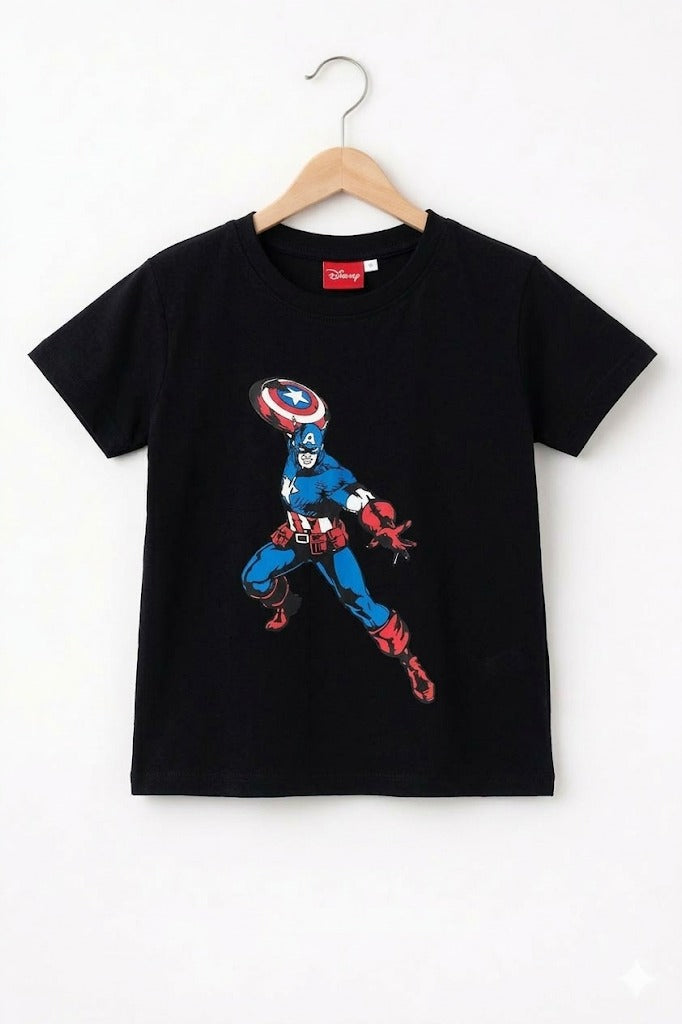 Capitan American  Printed  Black   Boys T-Shirt 226